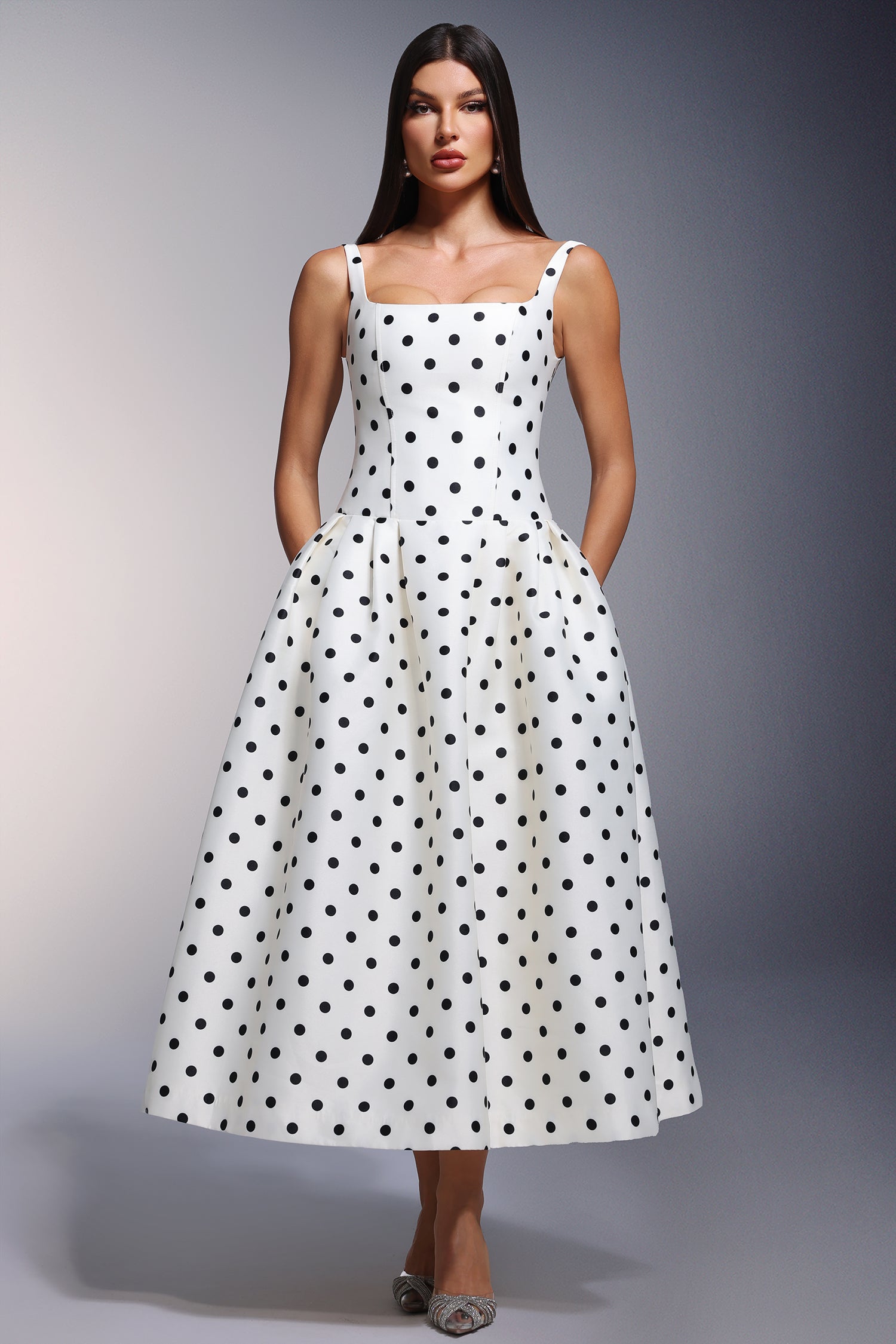 Zada Sleeveless Wave Point Maxi Dress D250501544