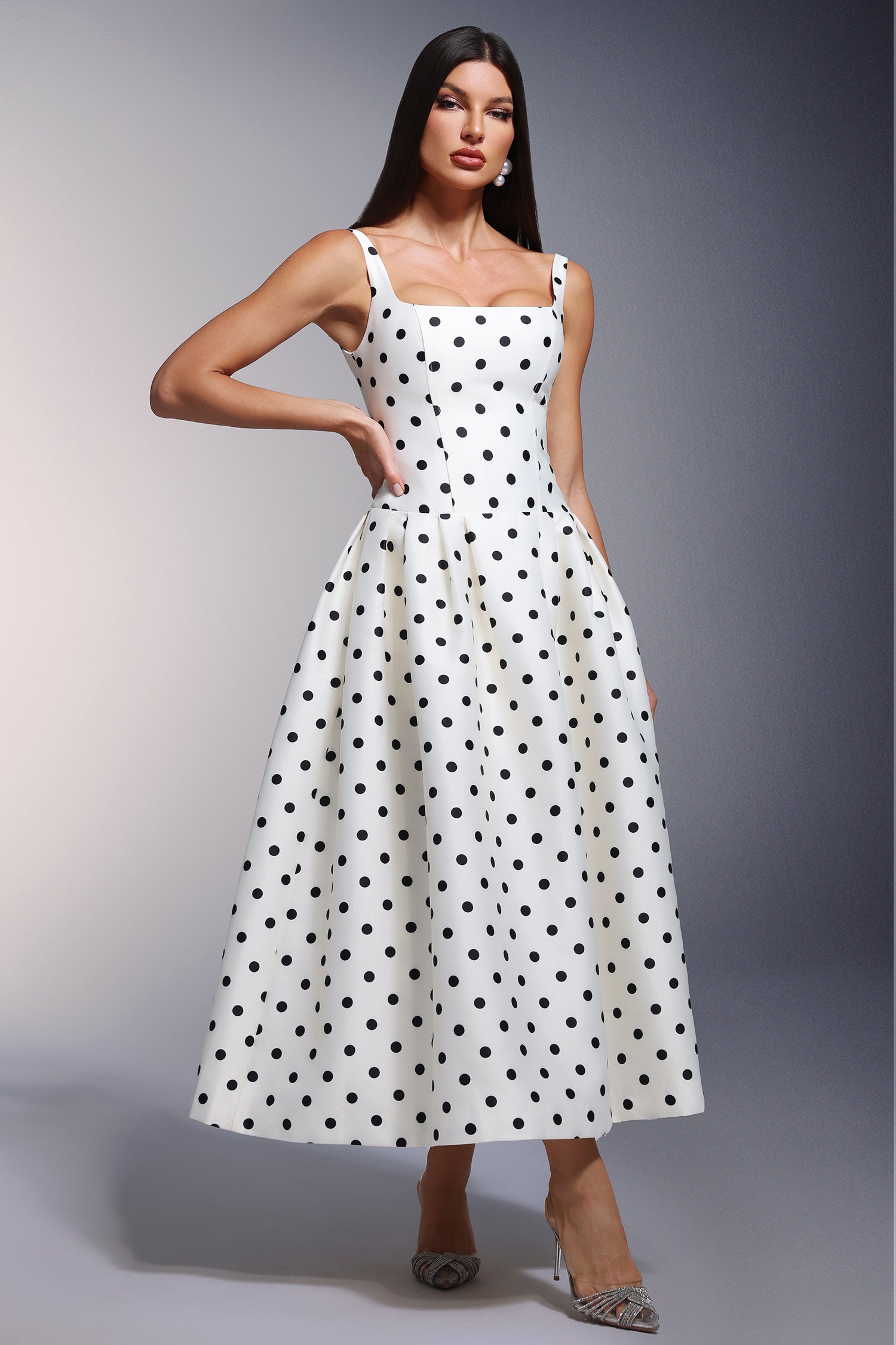 Zada Sleeveless Wave Point Maxi Dress D250501544