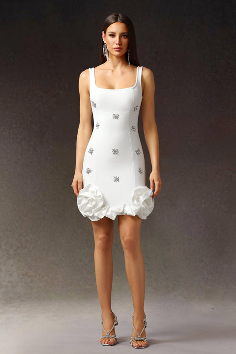 Nomi Sleeveless Diamond Flowers Mini Dress by Bella Barnett