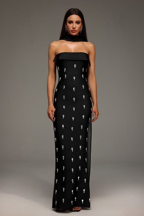 Nadja Sleeveless Diamond Bunting Bandage Maxi Dress by Bella Barnett