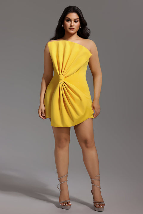 Majrela Bowknot Strapless Mini Dress - Yellow by Bella Barnett