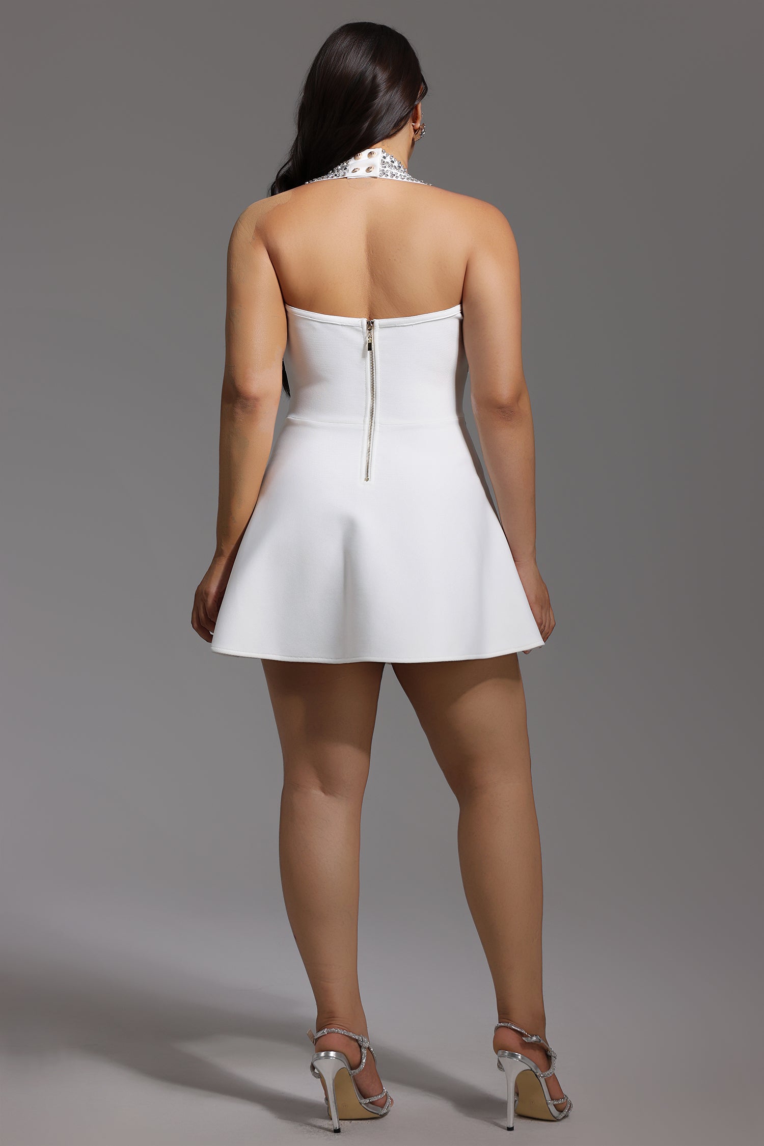 Yuyo Halter Sleeveless Diamond Mini Dress D250401424