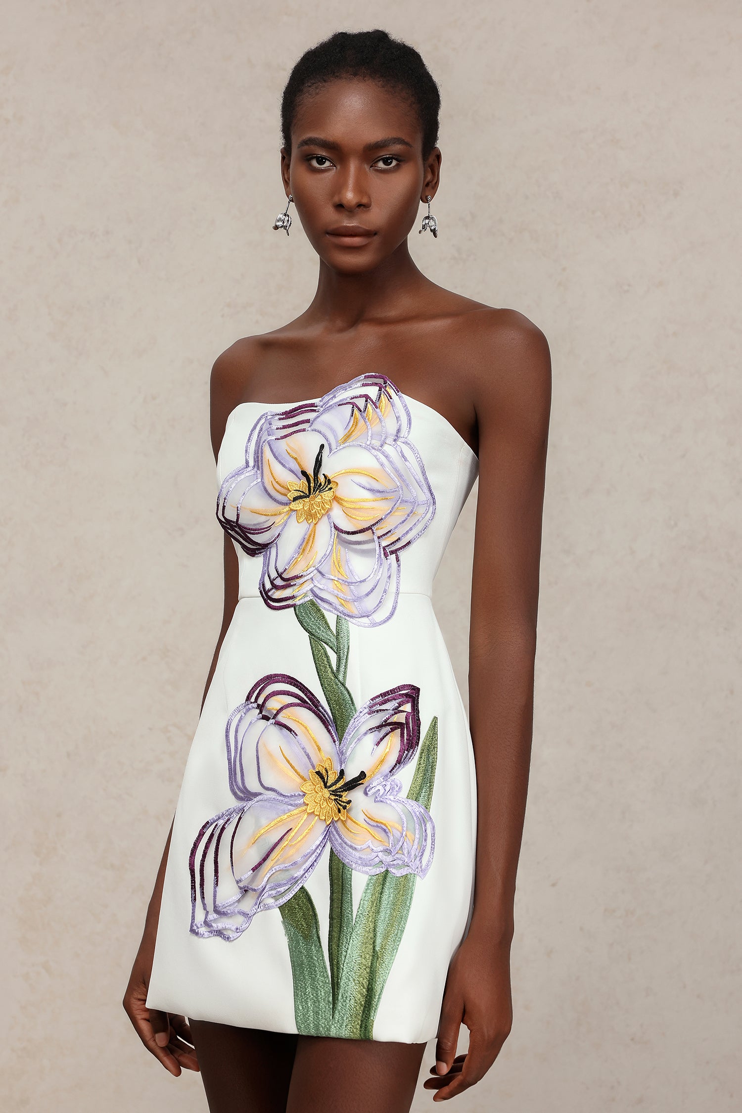 Ginny Sleeveless Embroidery Flowers Mini Dress C250700001