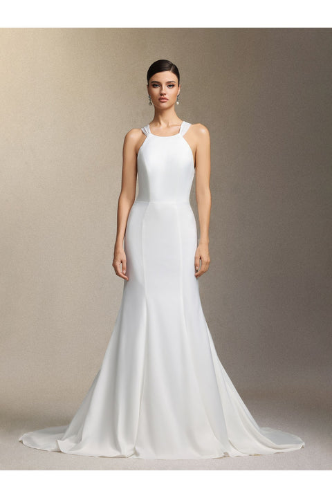 Lilac Deep V-neck Lace Tulle Maxi Wedding Dress by Skye&Iris