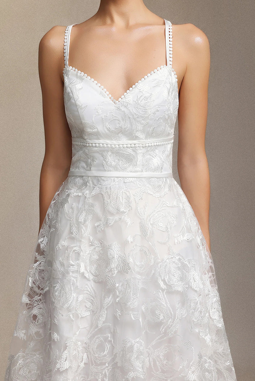 Ralaya Deep V-neck Lace Halter Maxi Wedding Dress W250706322