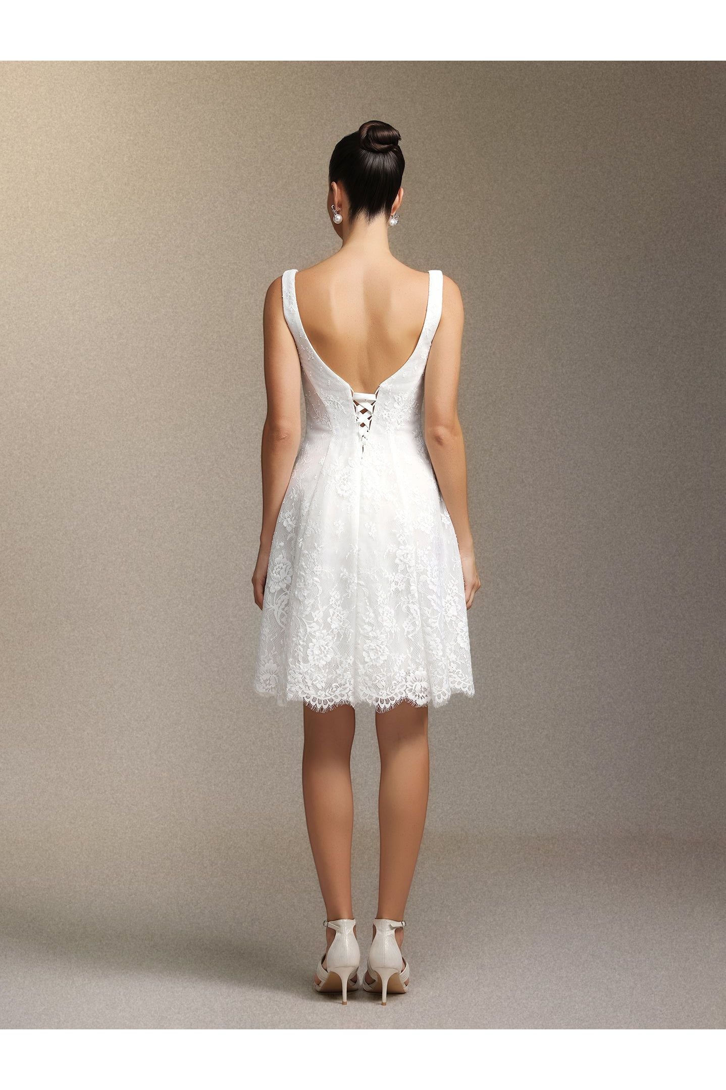 Tutuni Lace Square-neck Halter Mini Dress W250706346