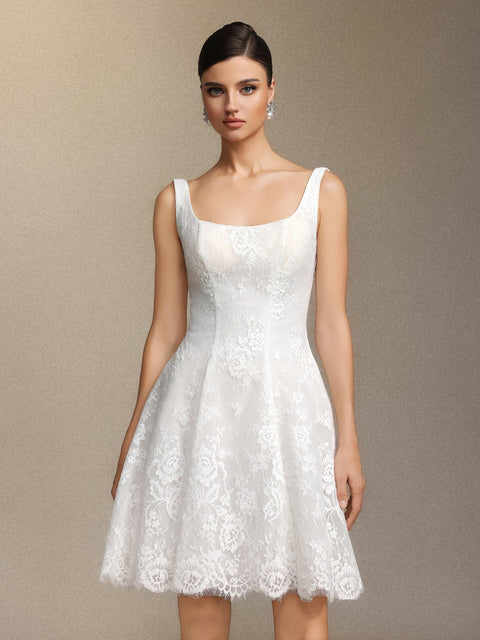 Tutuni Lace Square-neck Halter Mini Dress by Bella Barnett