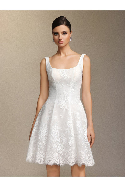 Tutuni Lace Square-neck Halter Mini Dress by Bella Barnett