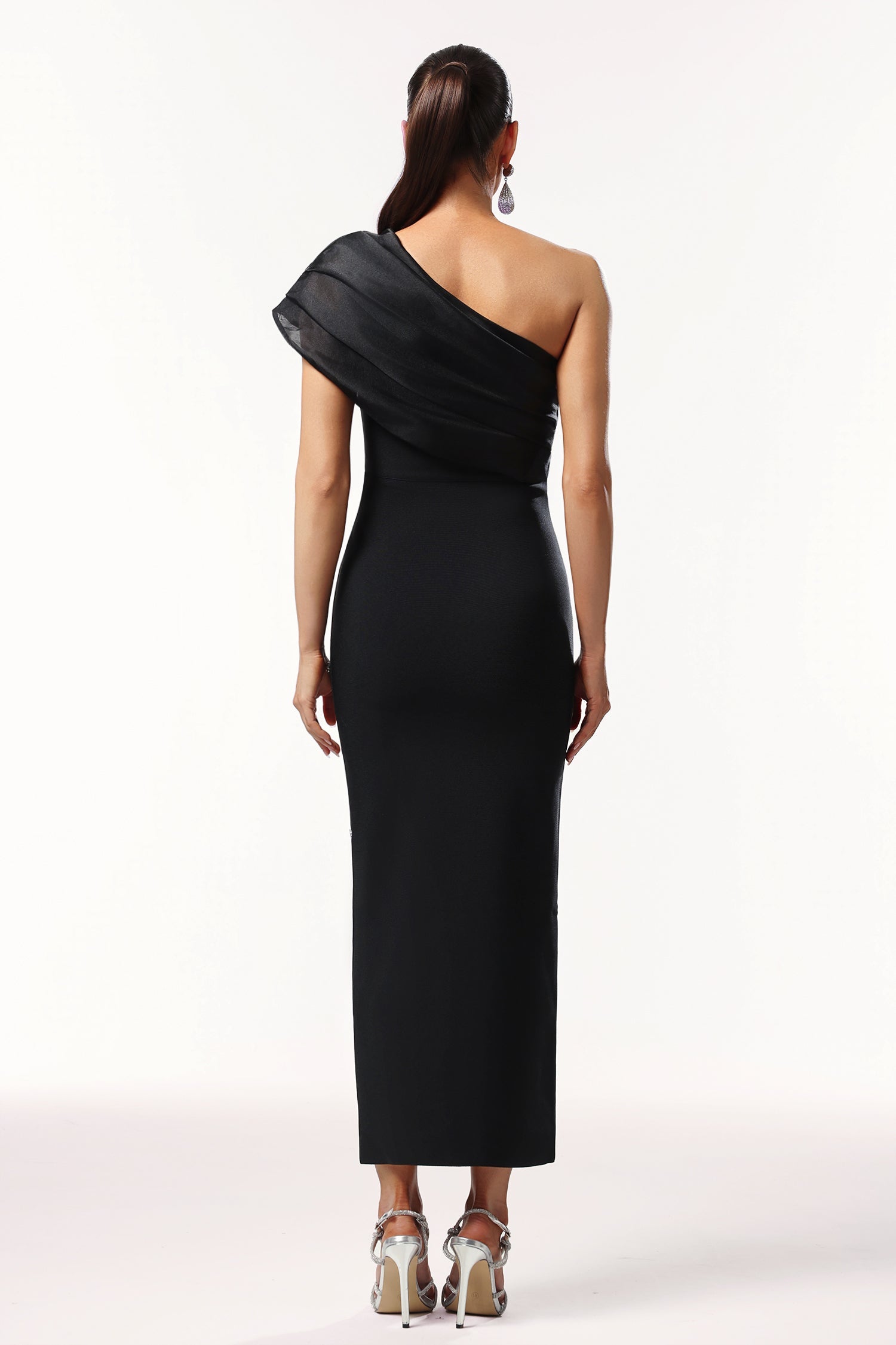 Ninon One Shoulder Sleeveless Diamond Bandage Maxi Dress D250801333