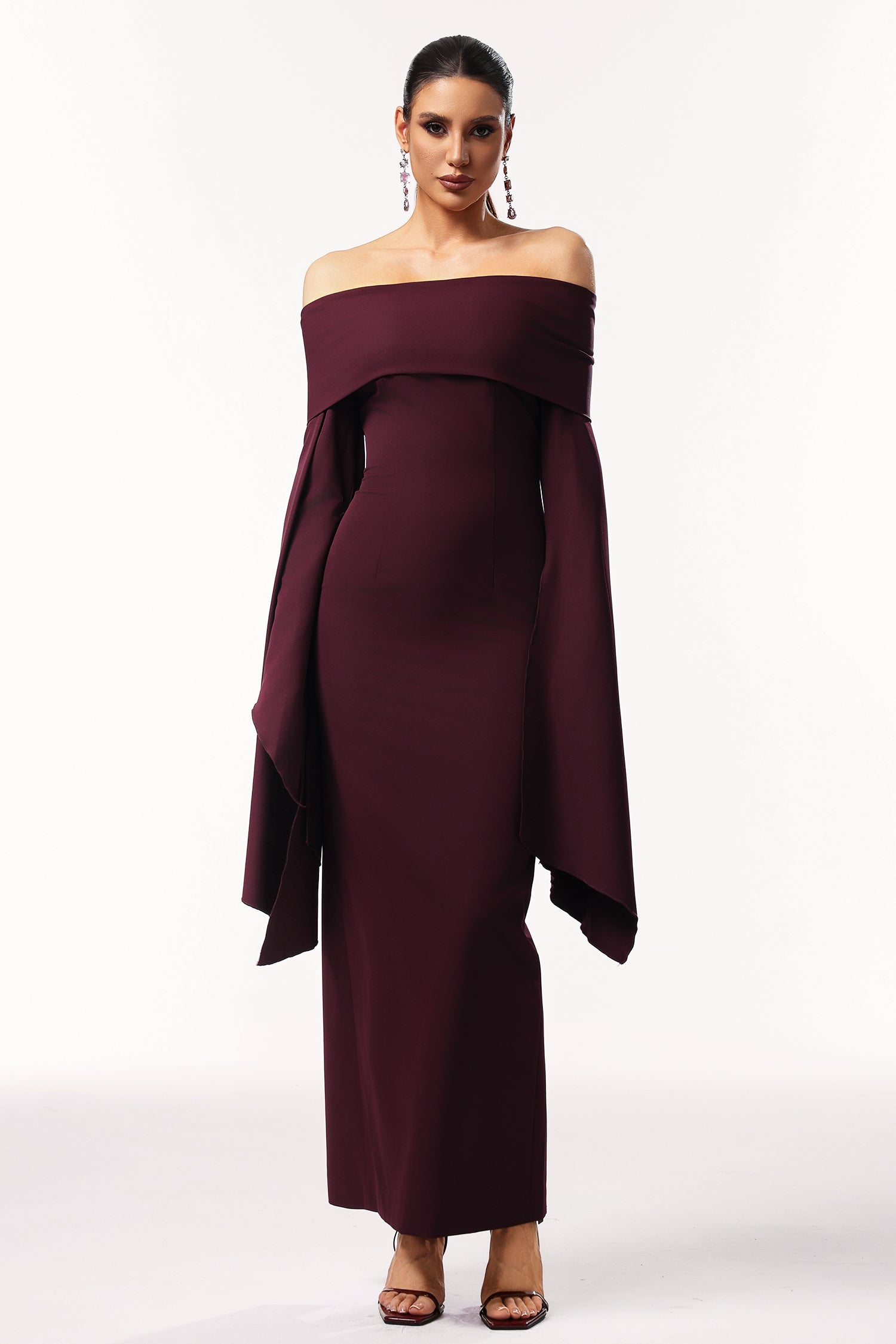 Zaria Off The Shoulder Long Sleeves Maxi Dress D250801302