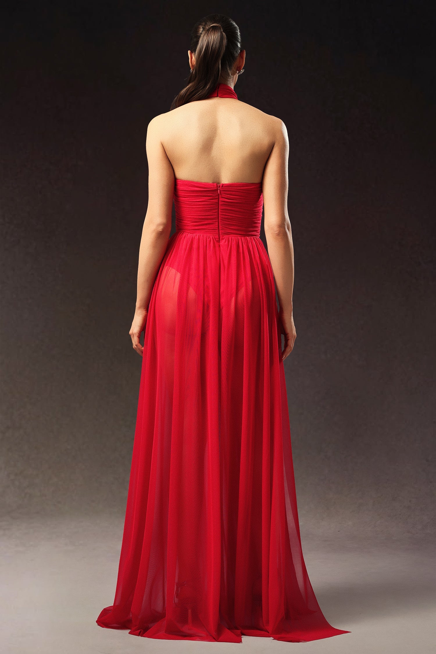 Tesare Halter Sleeveless Hollow Out Maxi Dress D240803201