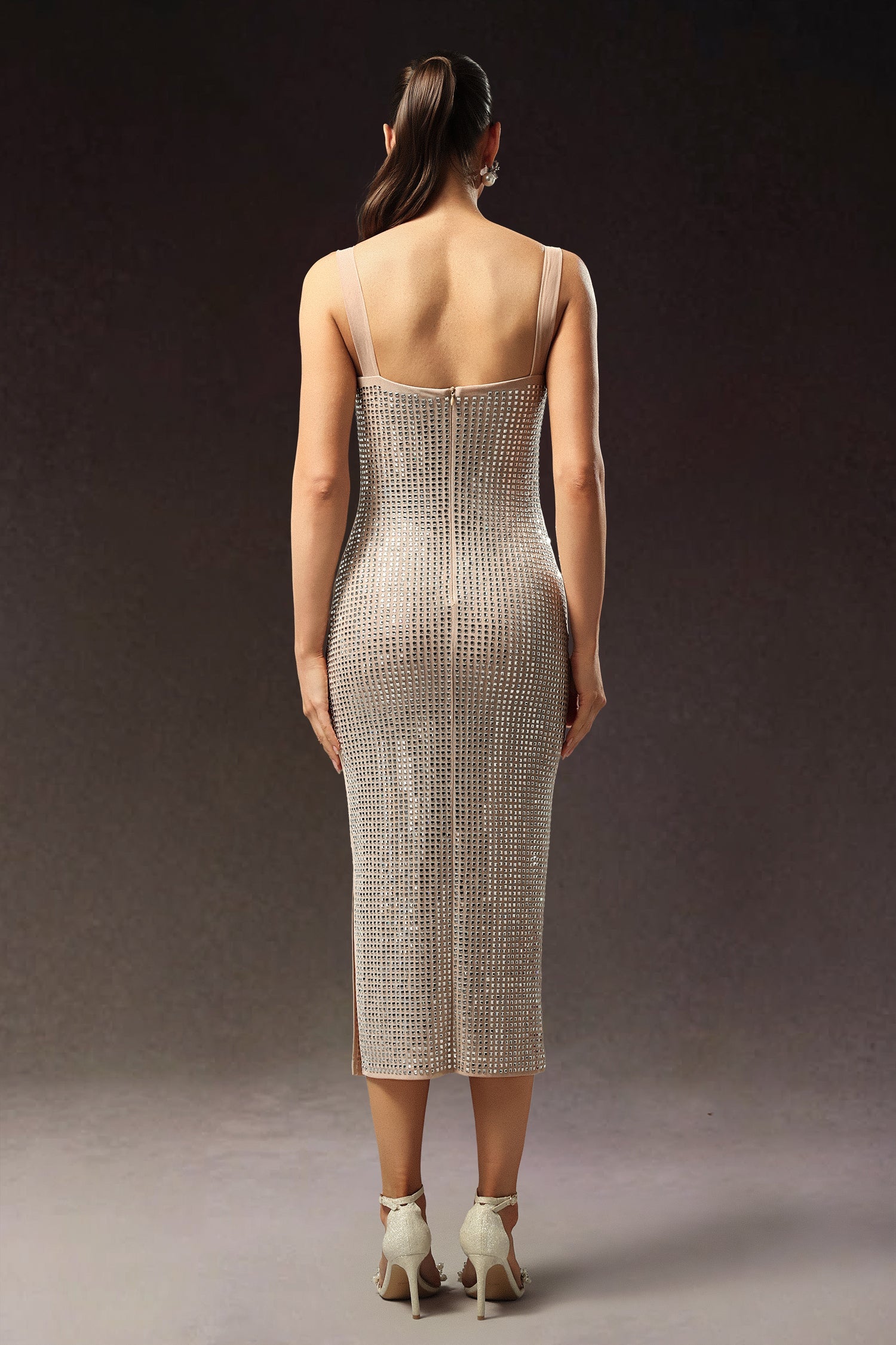 Logan Sleeveless Diamond Midi Dress D250701568
