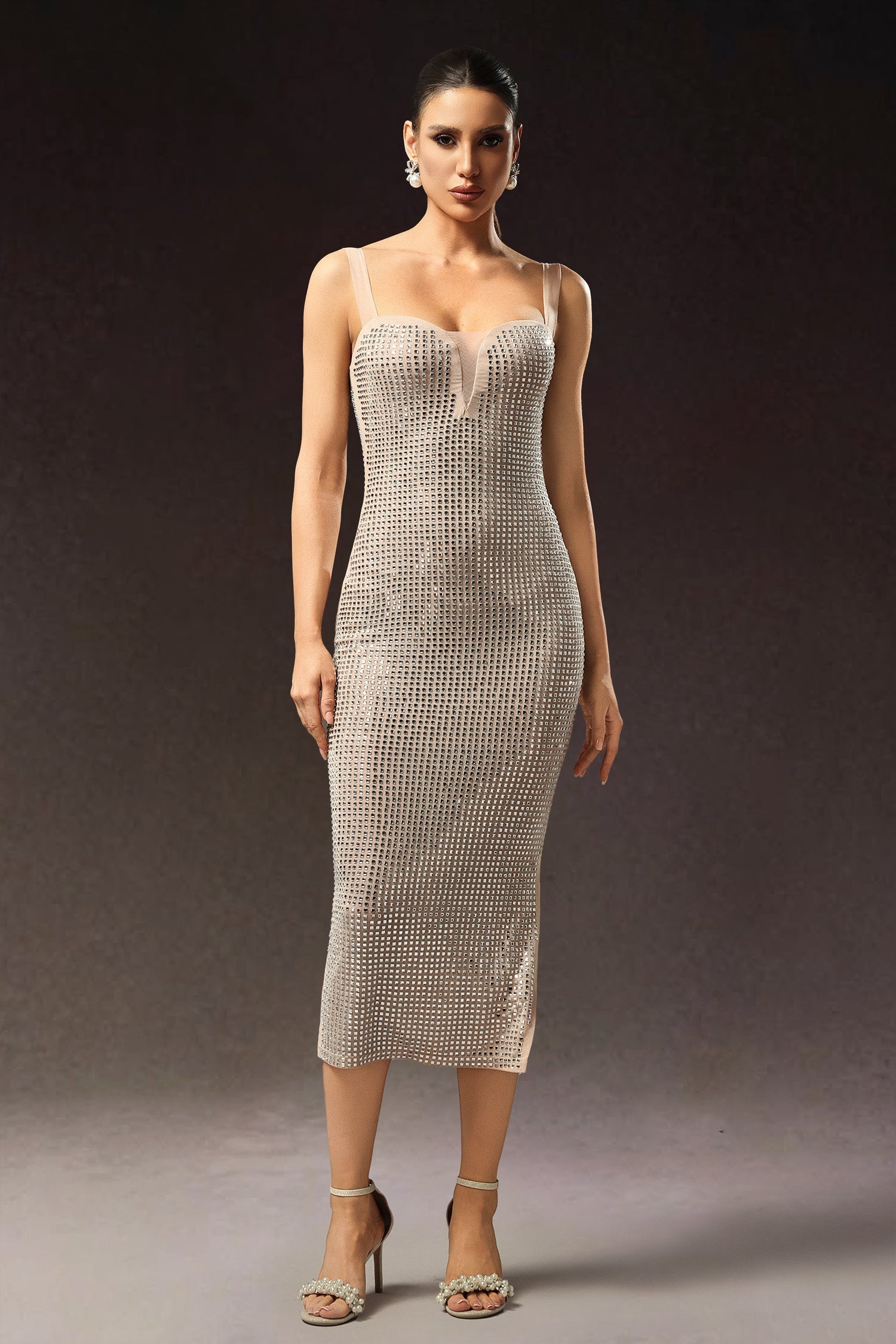 Logan Sleeveless Diamond Midi Dress D250701568