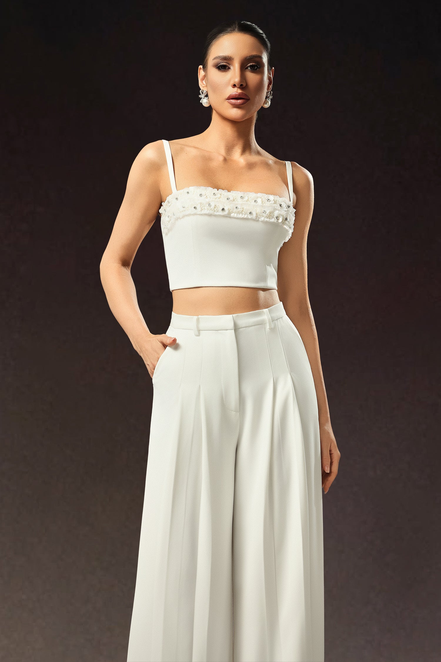 Zaysha Sleeveless Diamond Flower Maxi Two-Piece Set D250104001