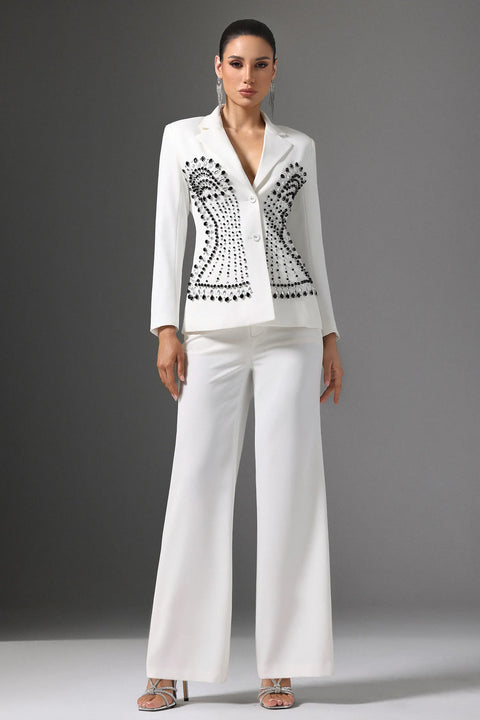 Jayne Symmetrical Beaded Suit by Bella Barnett