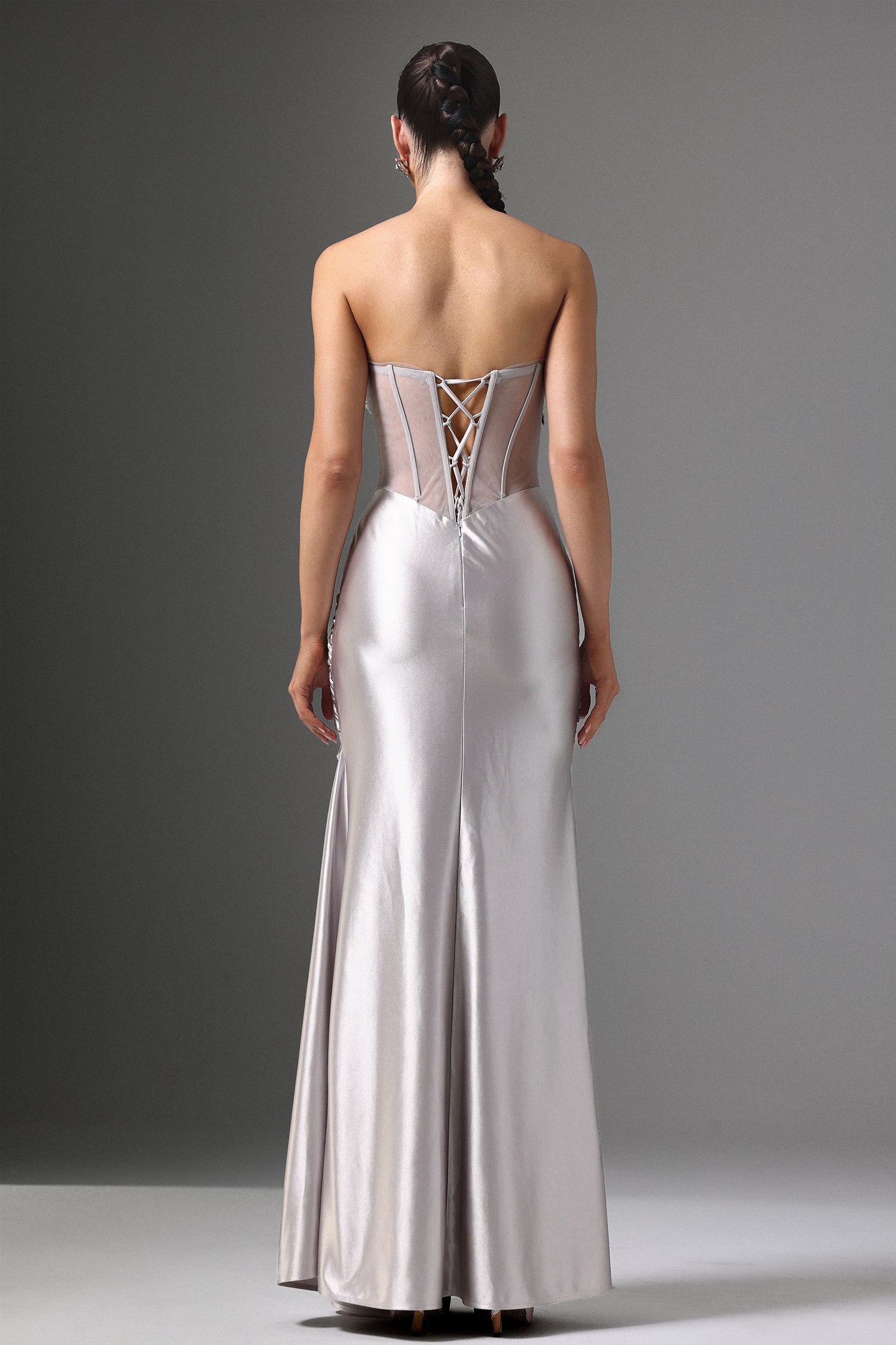 Denny Strapless Sequin High Slit Maxi Dress D250901237