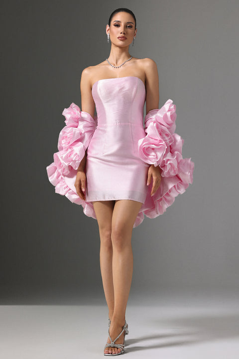 Vivi Strapless Floral Cape And Mini Dress Two-Piece Set by Bella Barnett