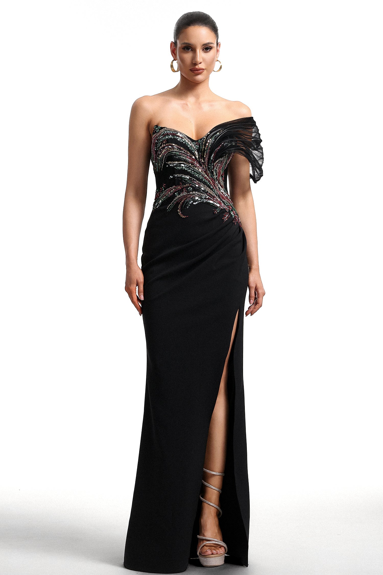 Stolen Strapless Sequin Embroidered Slit Bandage Maxi Dress D250901257
