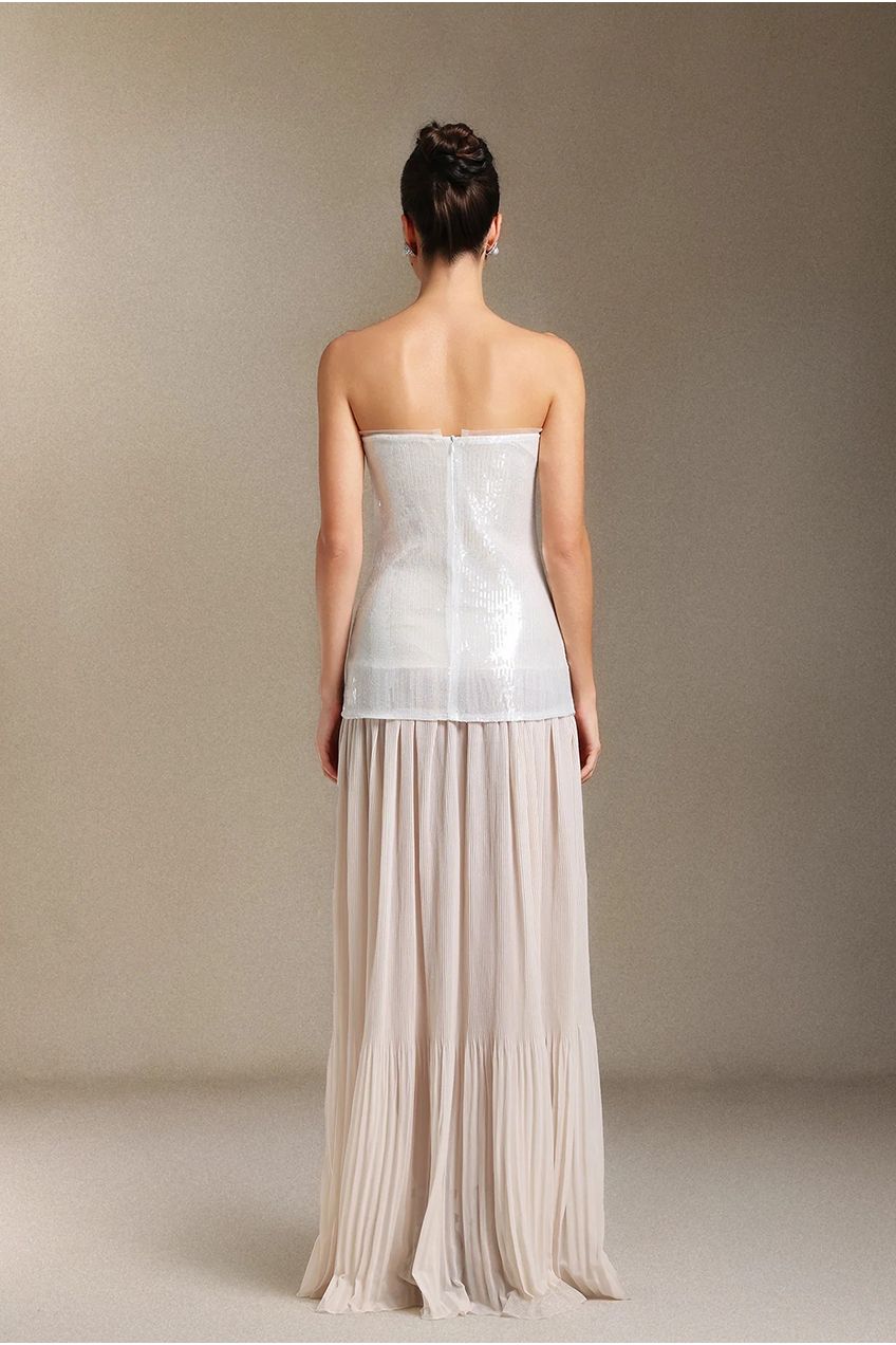 Vafa Chest Smearing Sequins Chiffon Maxi Formal Dress W250901202