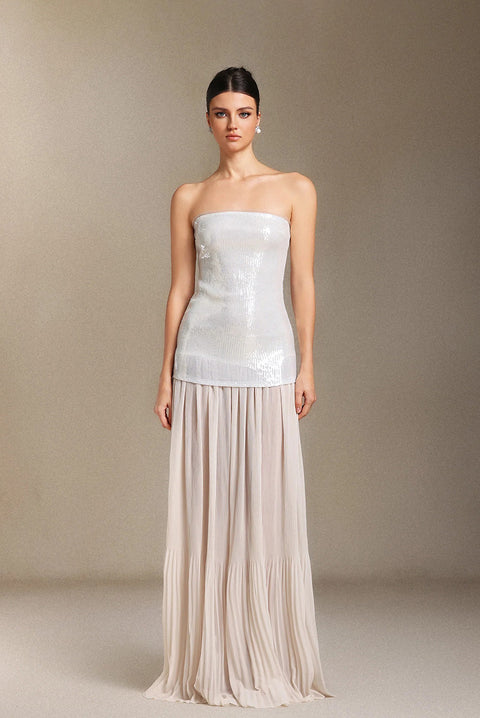 Vafa Chest Smearing Sequins Chiffon Maxi Formal Dress by Skye&Iris