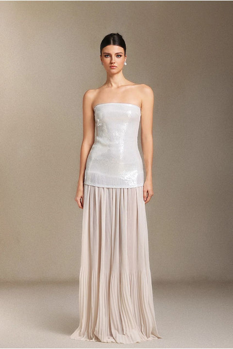 Vafa Chest Smearing Sequins Chiffon Maxi Formal Dress by Skye&Iris