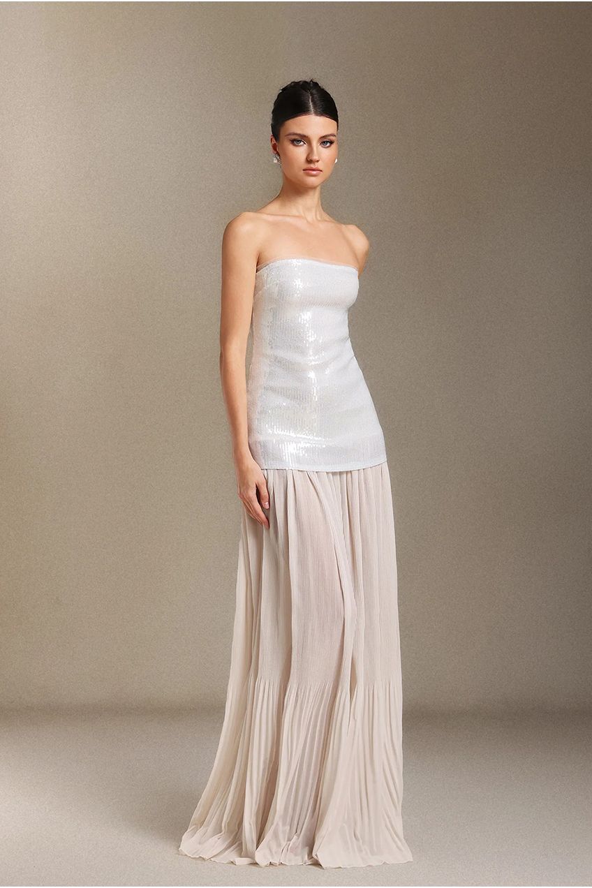 Vafa Chest Smearing Sequins Chiffon Maxi Formal Dress W250901202