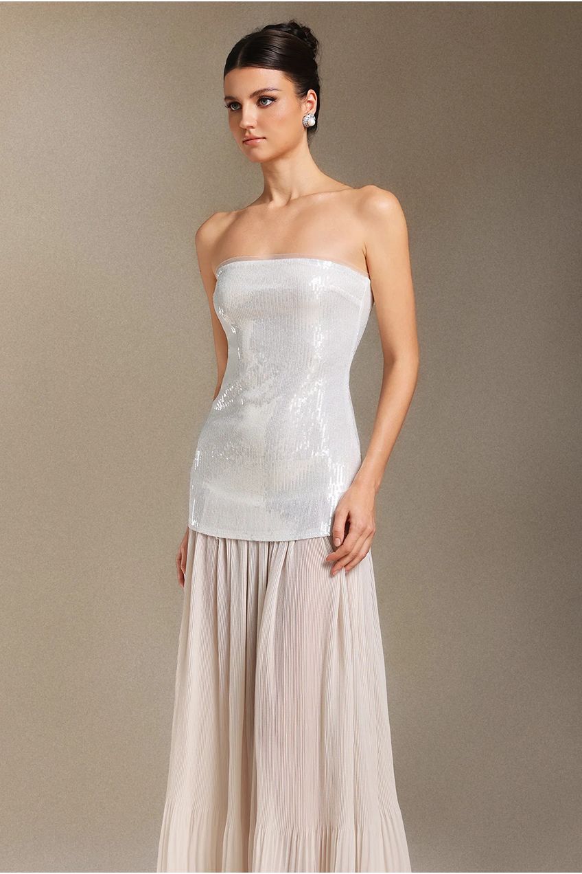 Vafa Chest Smearing Sequins Chiffon Maxi Formal Dress W250901202