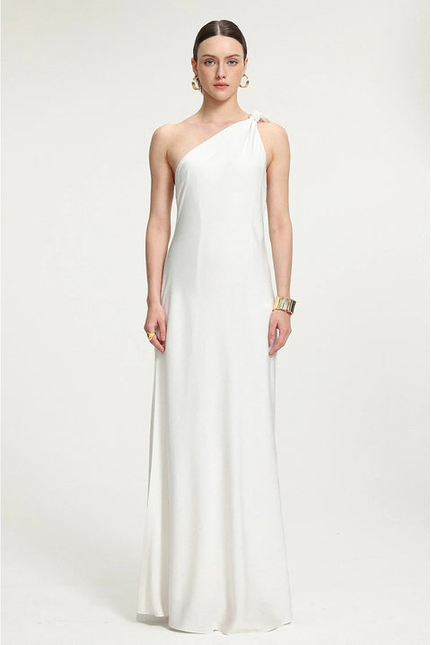 Tie Shoulder Satin Maxi Dress by Skye&Iris