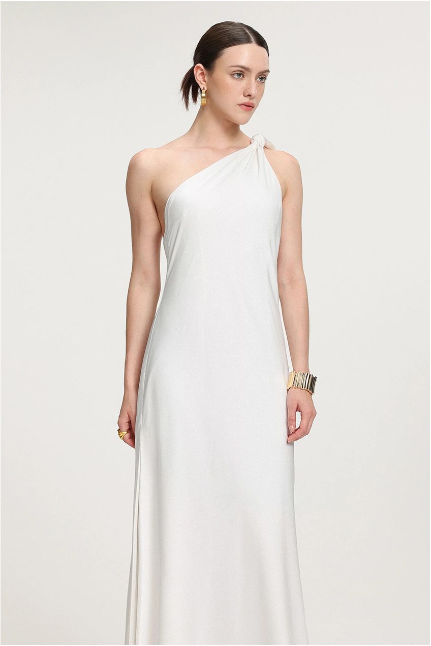 Tie Shoulder Satin Maxi Dress R2509DT057