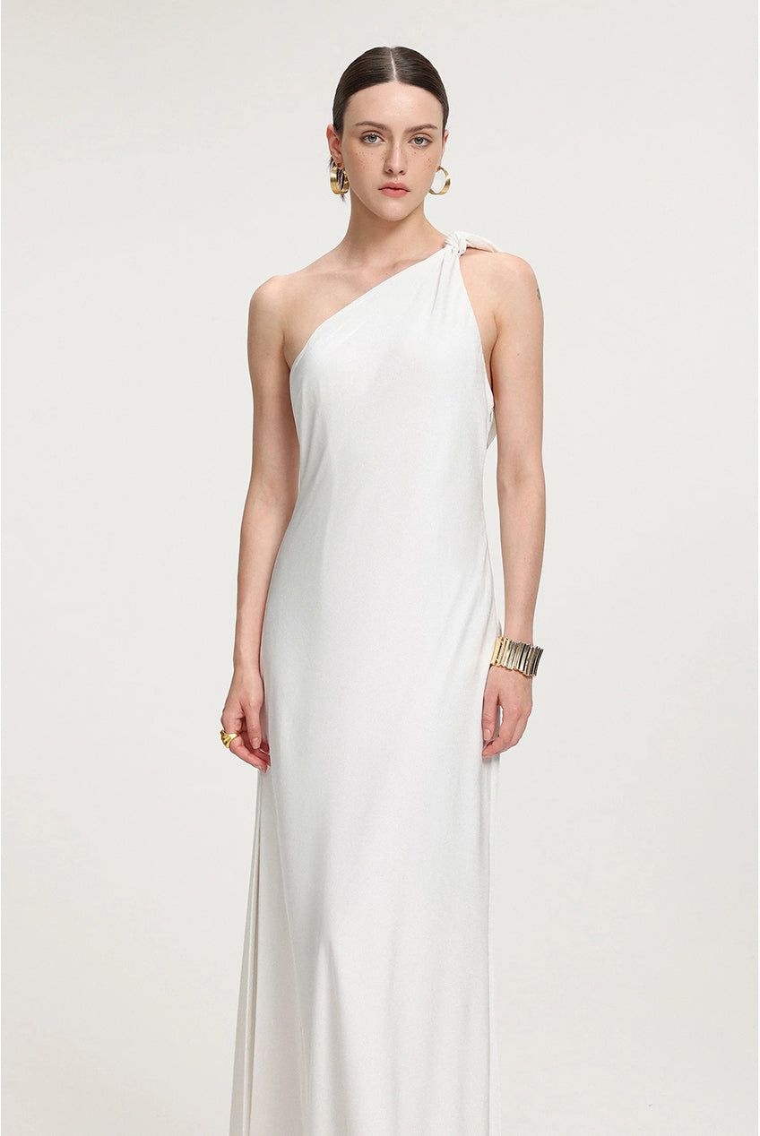 Tie Shoulder Satin Maxi Dress R2509DT057