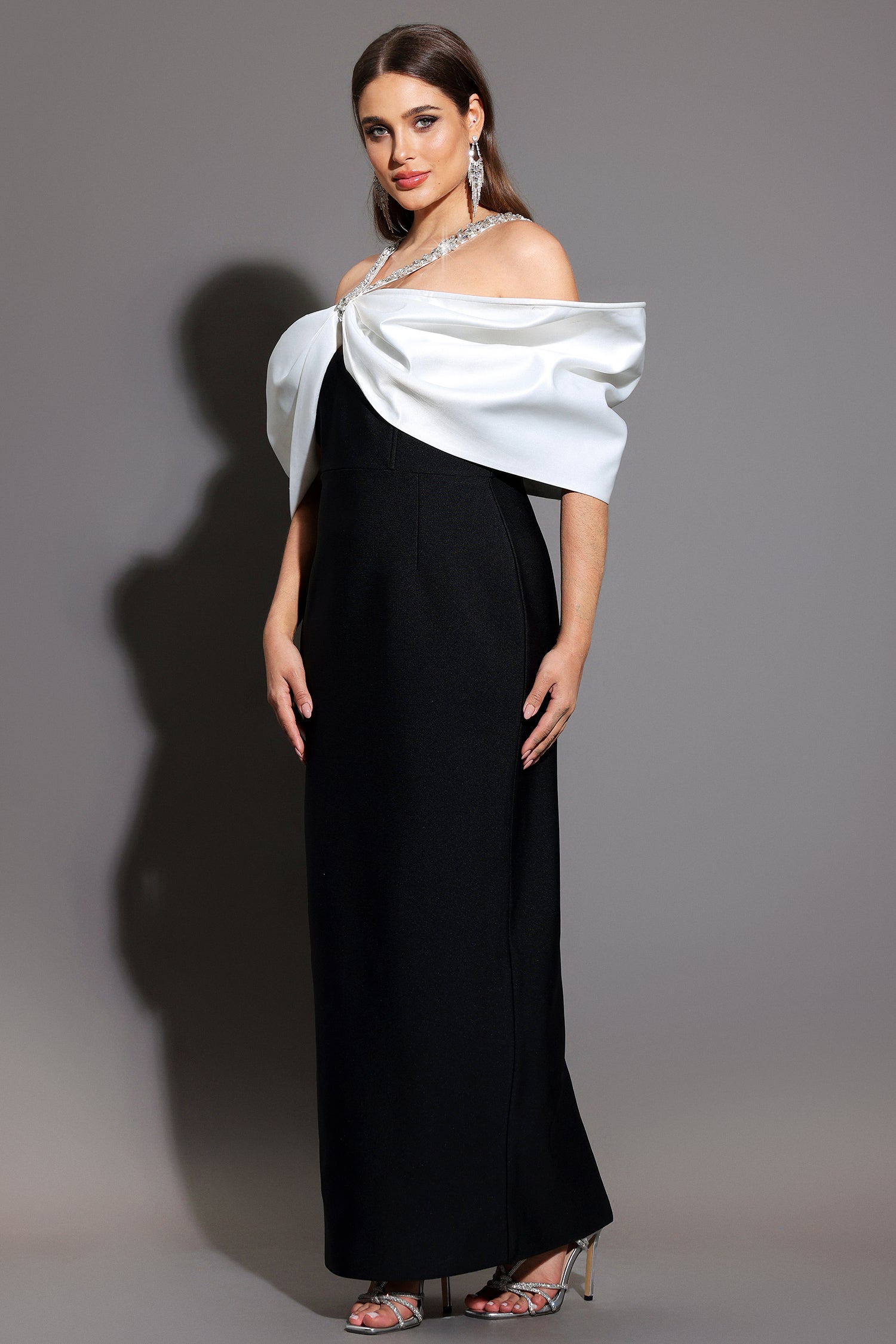 Lucifa Halter Sleeveless Bow Diamond Ribbon Bandage Maxi Dress D250301626