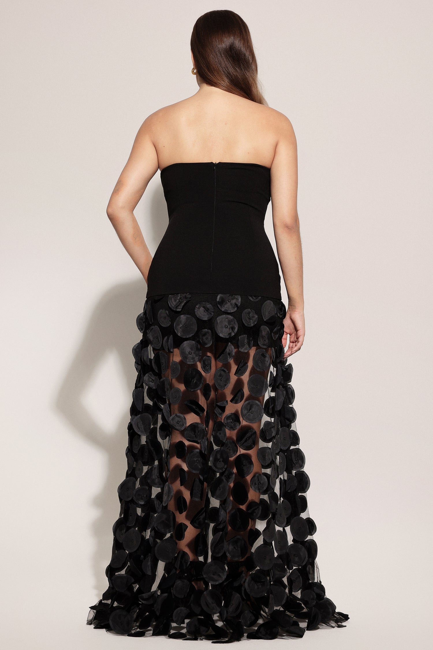 Falzer Sleeveless Netting Wafer Maxi Dress D250301510