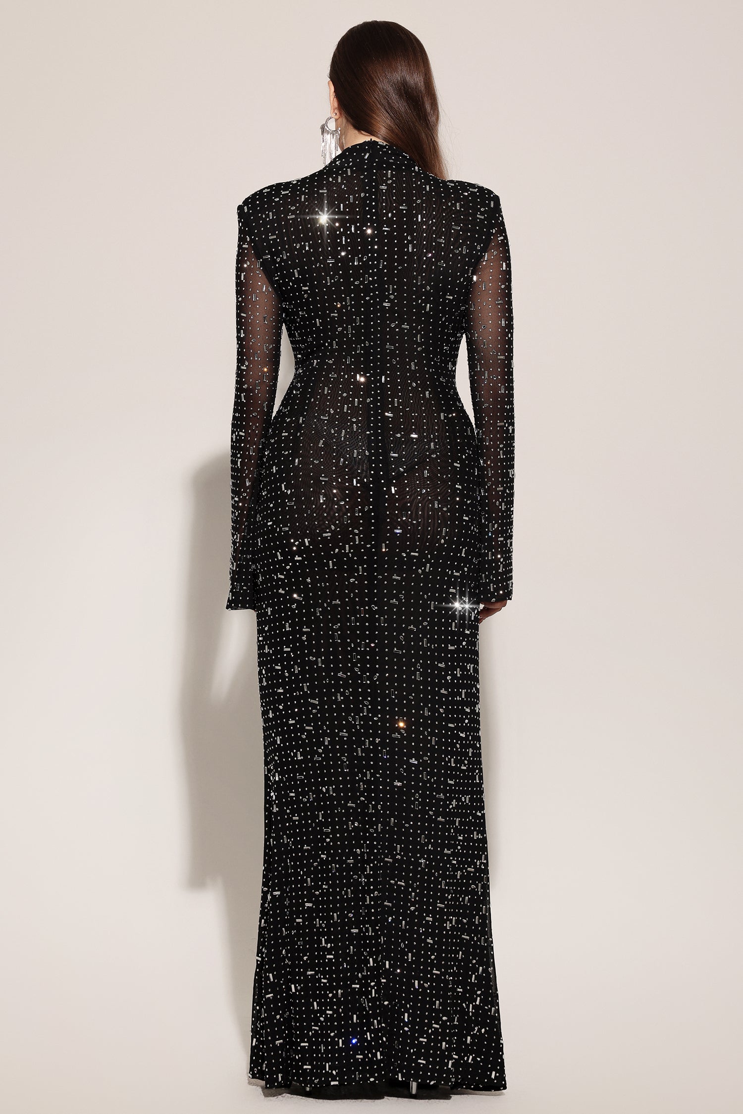 Eurien Choker Long Sleeve Diamond Maxi Dress D241201509