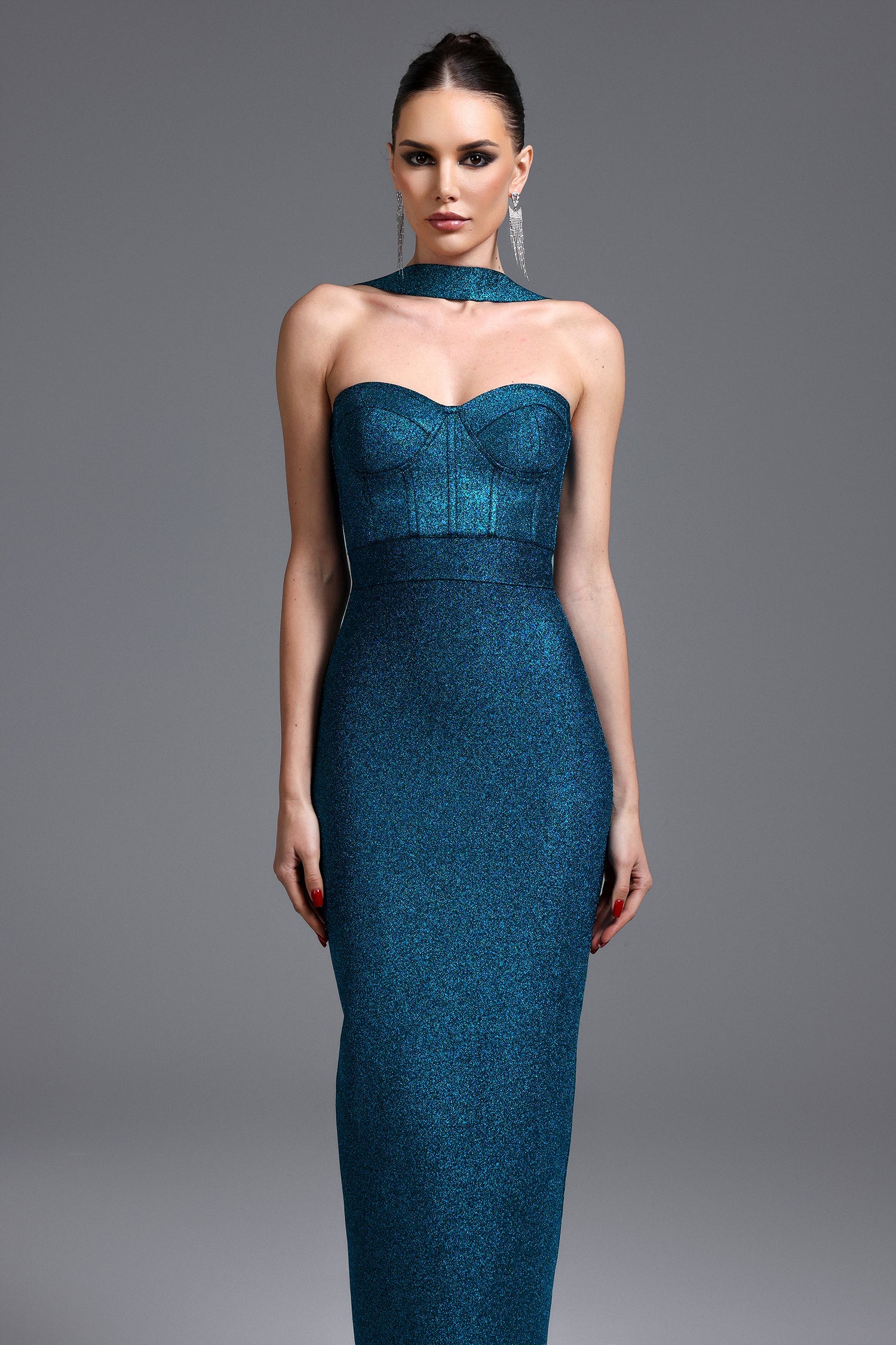 Hutuny Classic Contour Sleeveless Bandage Midi Dress D251005303