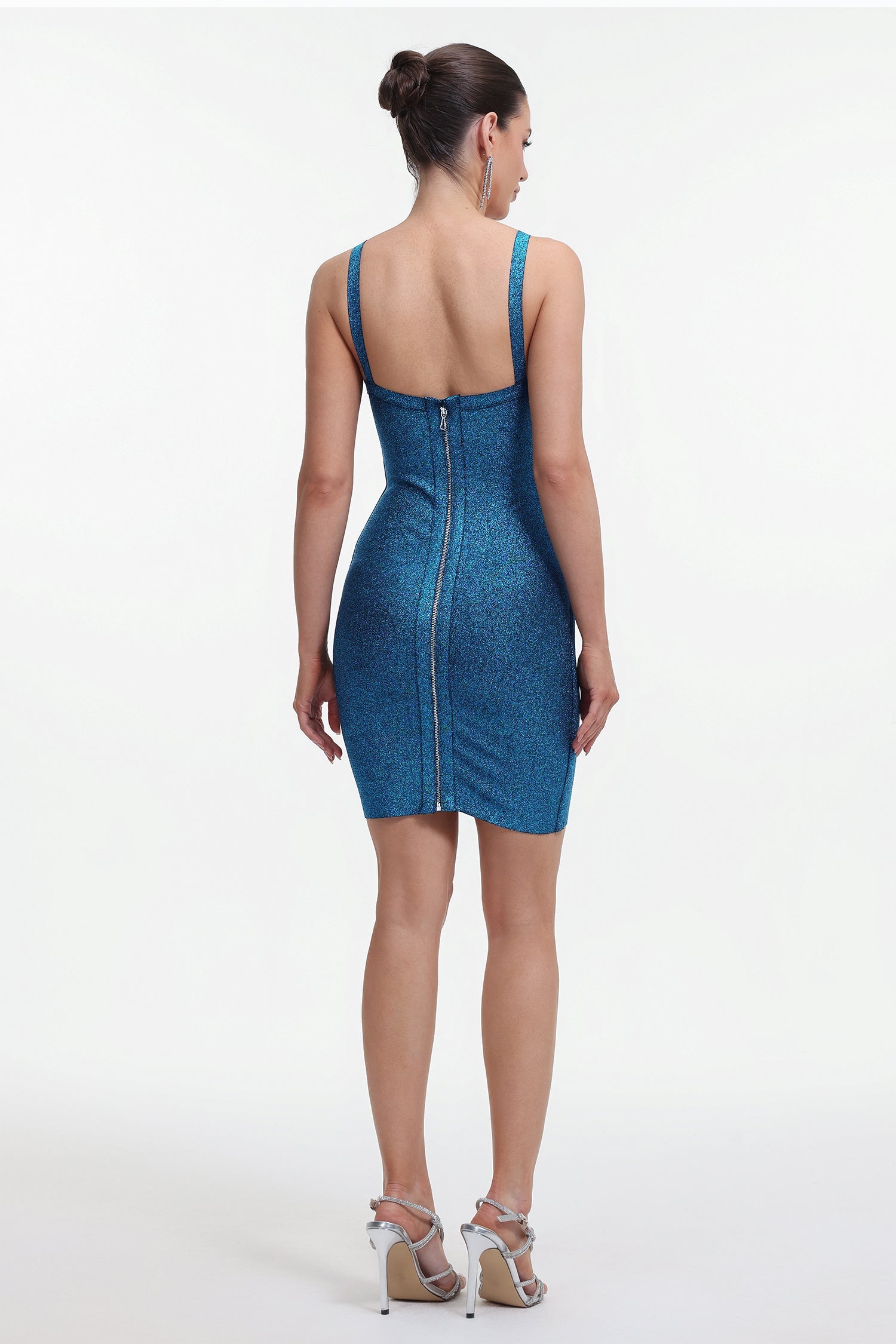 Maryam Metallic Blue Cocktail Dress D200815074