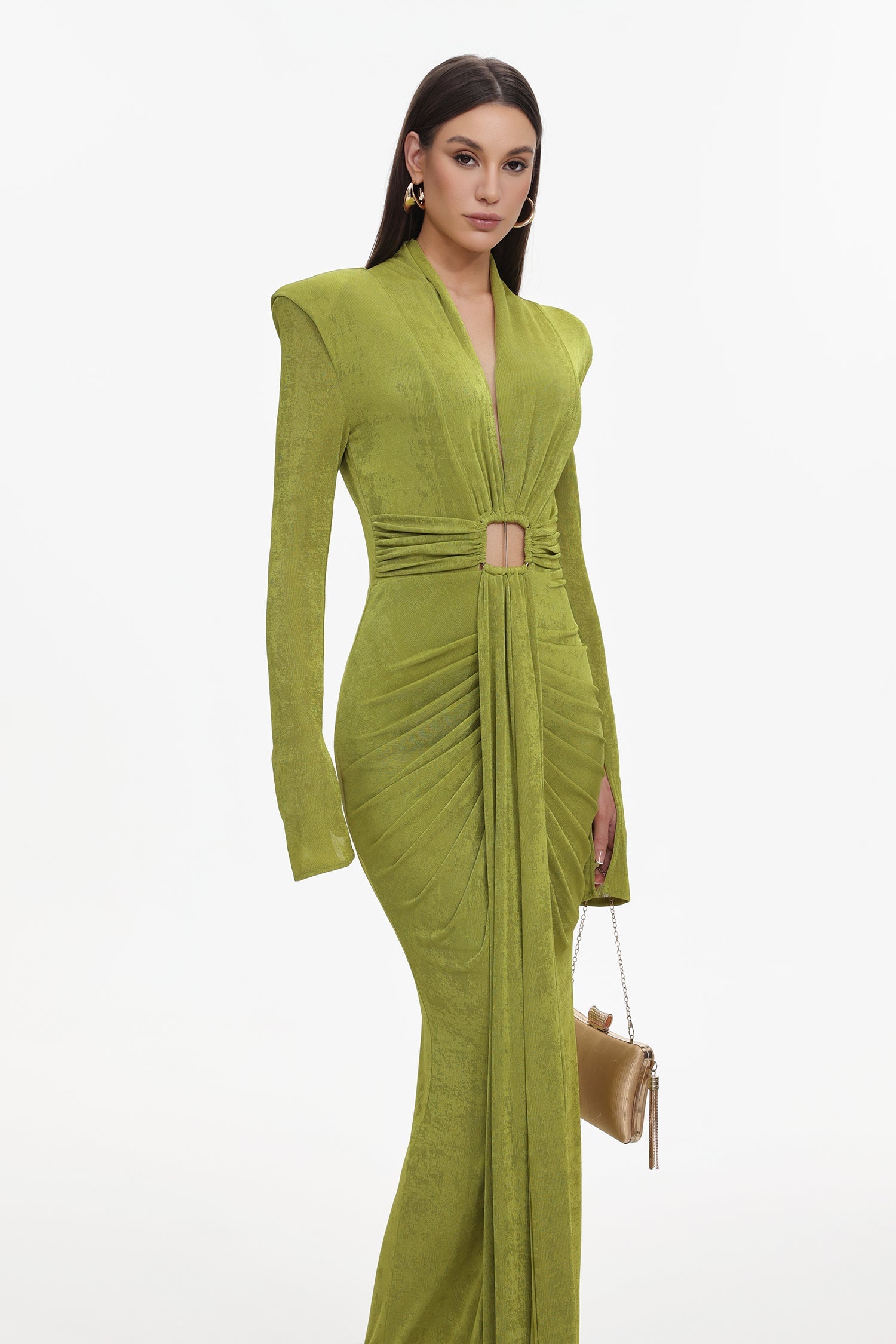 Naomi V-neck Long Sleeves Maxi Dress D241001464