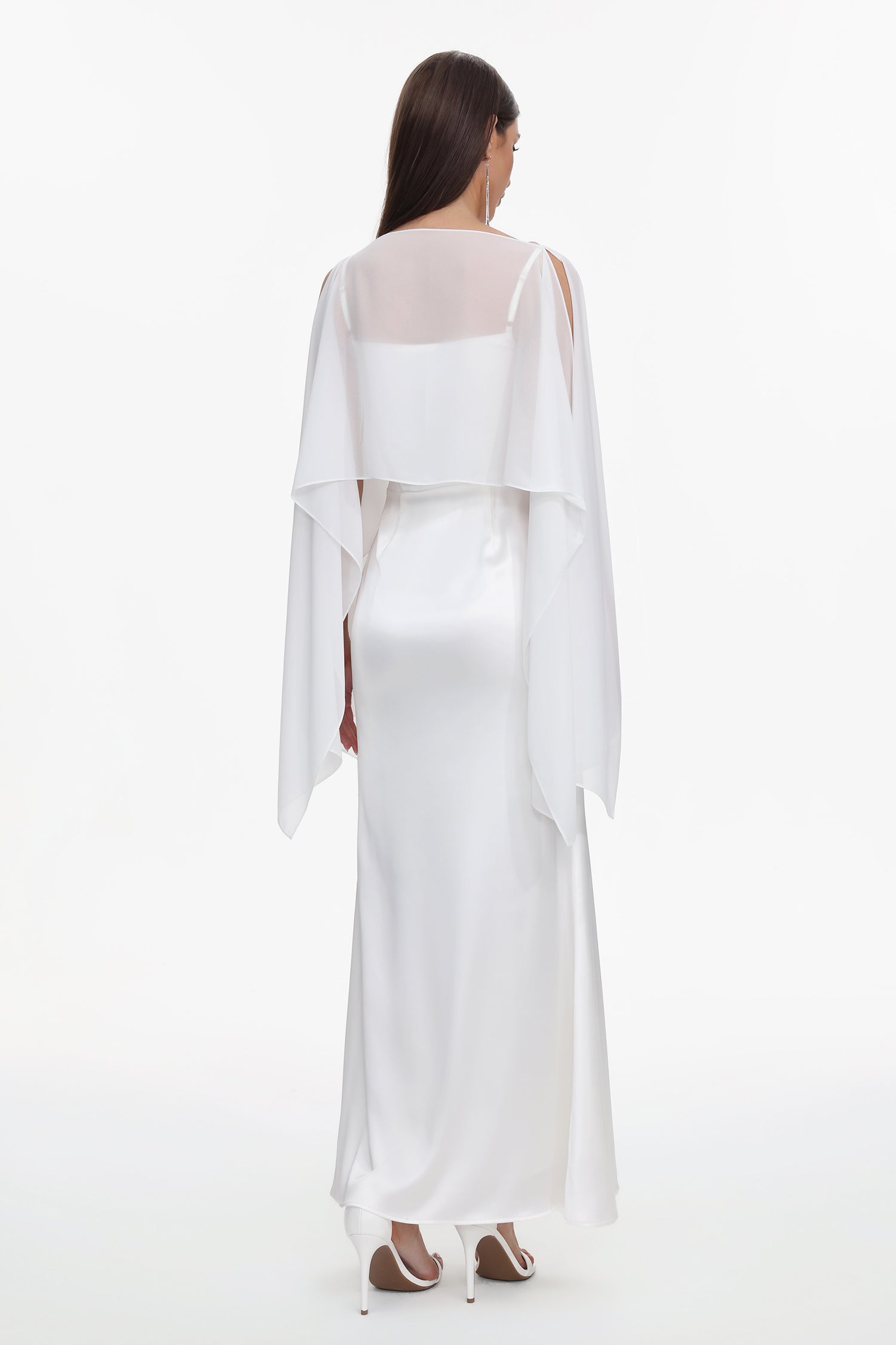 Sinai Elegant Flowy Sleeveless Chiffon Cape Maxi Dress D260101215