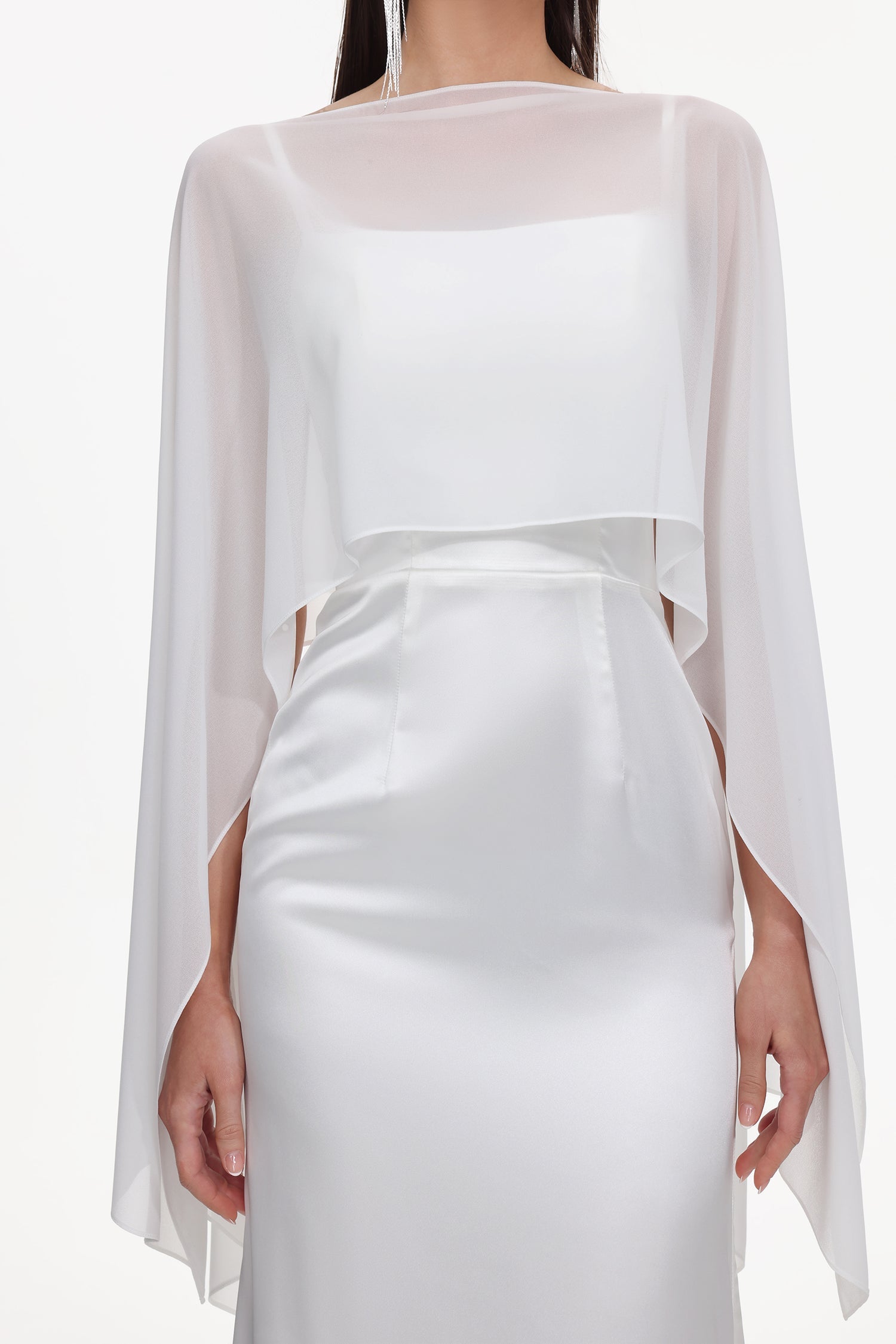 Sinai Elegant Flowy Sleeveless Chiffon Cape Maxi Dress D260101215