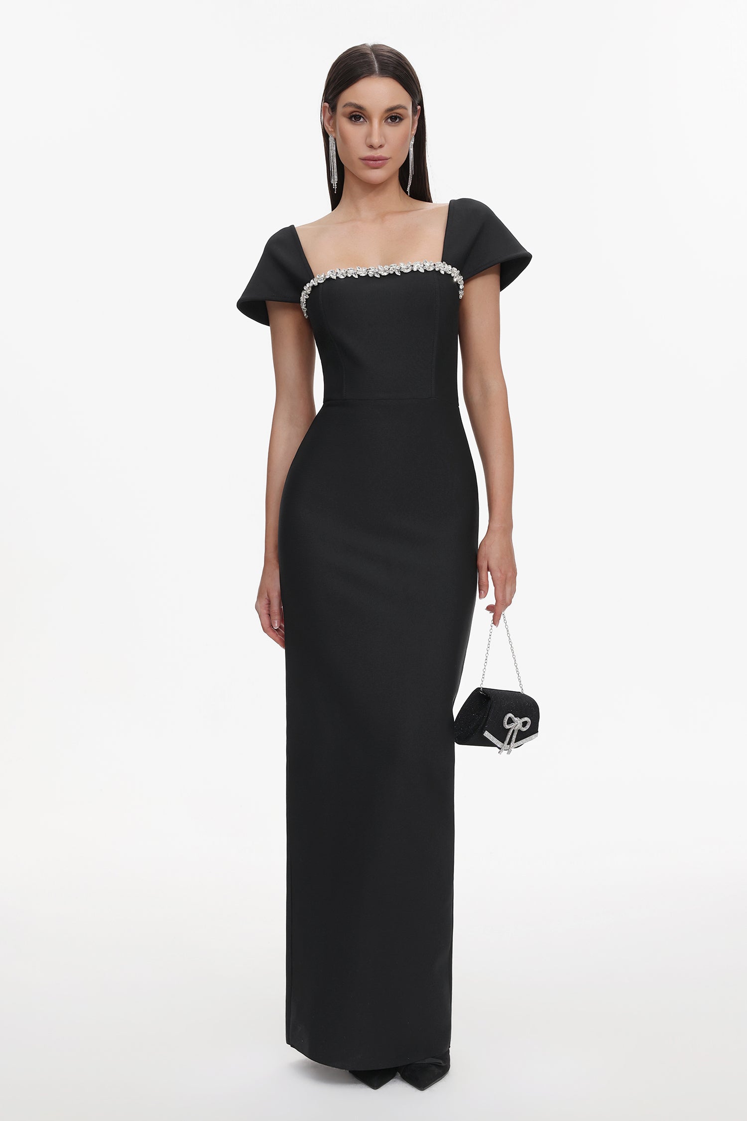 Romelle Short Sleeve Diamond Bandage Maxi Dress D250401435