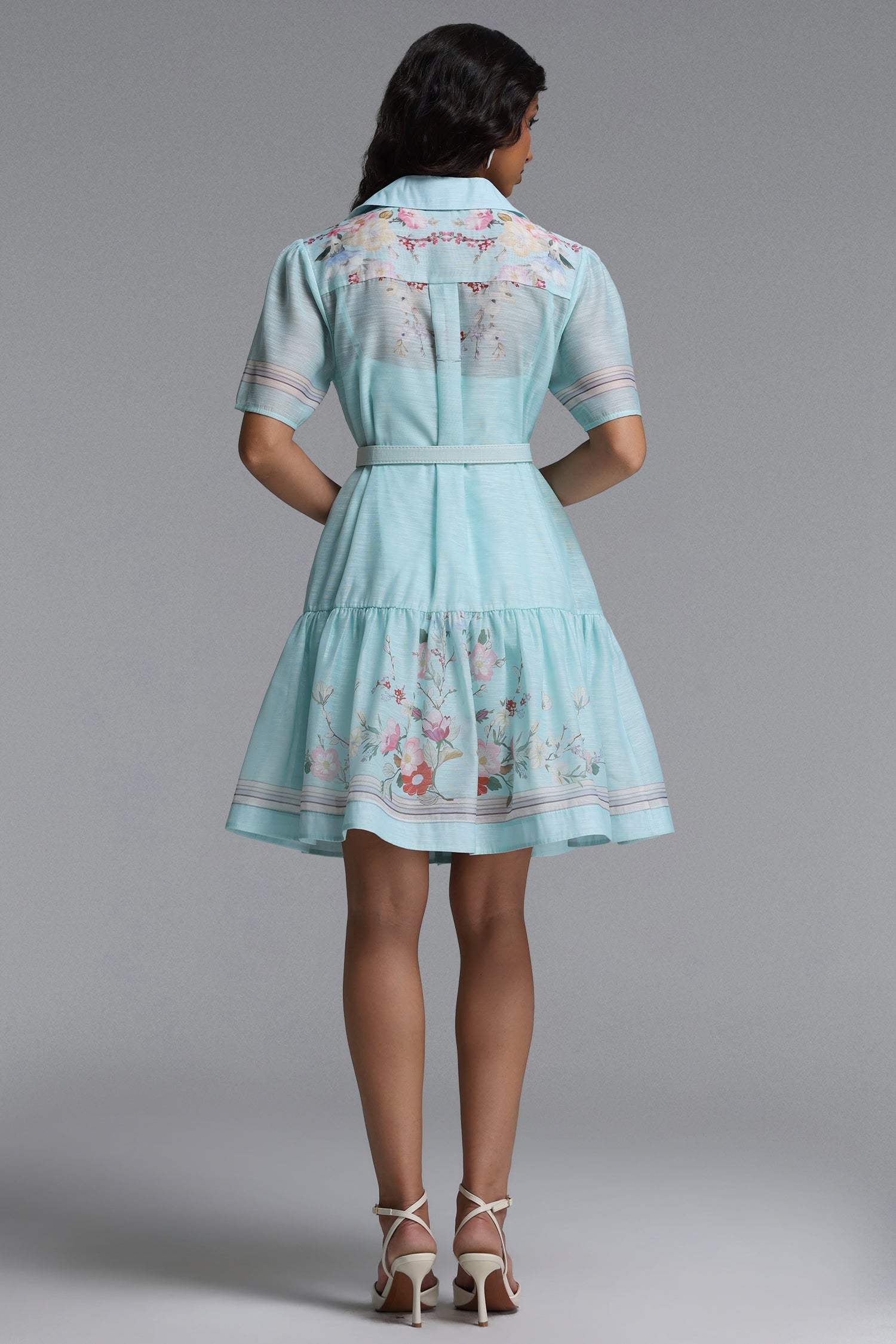 Nikuna Resort Flowy Short Sleeve Floral Print Woven Mini Dress C260400082