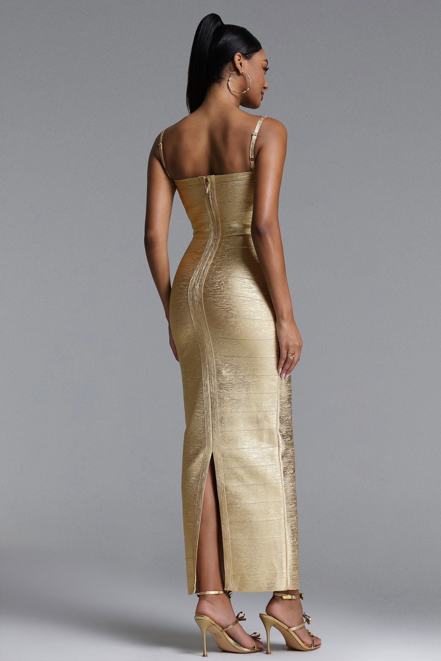 Lionce Classic Contour Metallic Bandage Maxi Dress D260401430