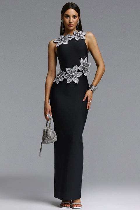 Whetu Elegant Contour Floral Bandage Maxi Dress by Bella Barnett