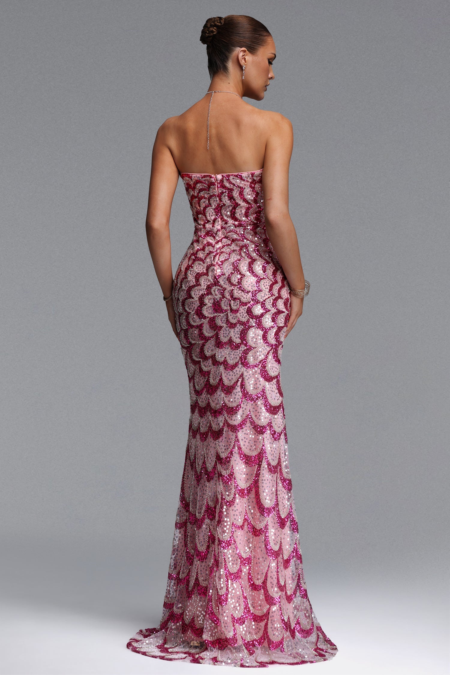 Facia Romantic Contour Strapless Sequin Maxi Dress D260501562