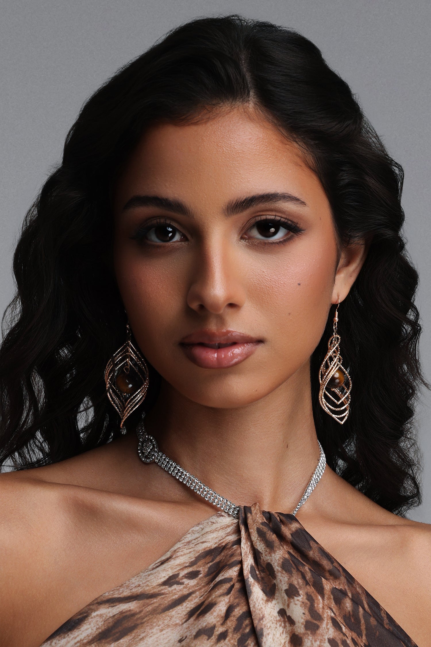 Filasy Gold Amber Long Drop Earrings A260600205