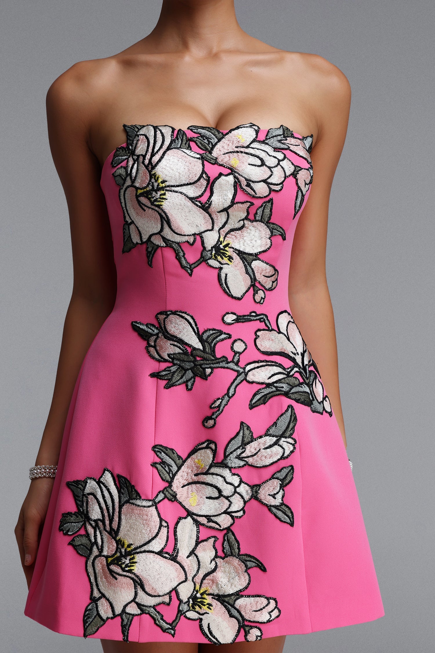 Zaria Appliqué Floral Bustier Mini Dress C260450283