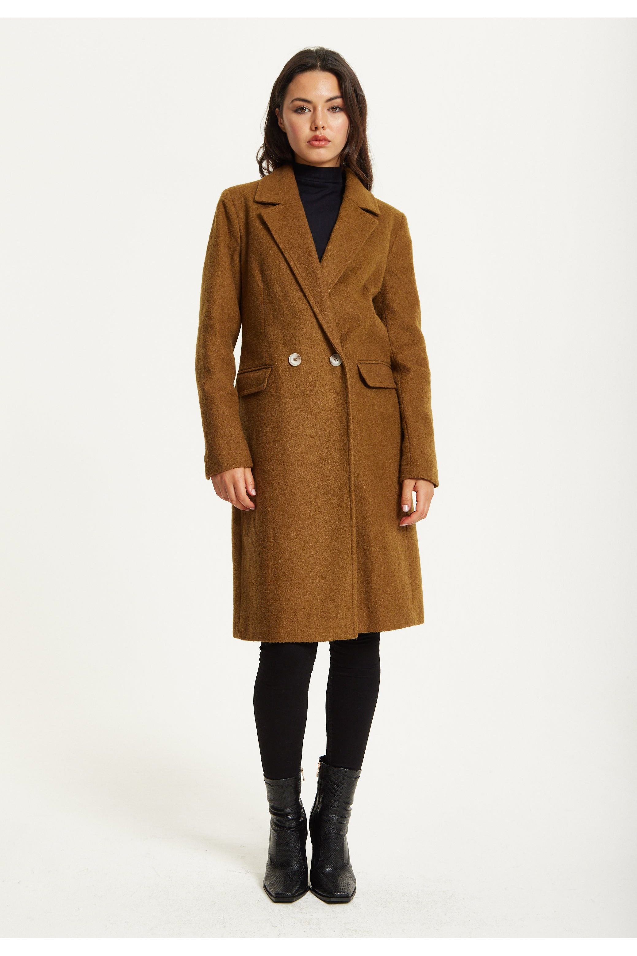 Camel Wool Blend Double Breasted Coat 25AW-21038