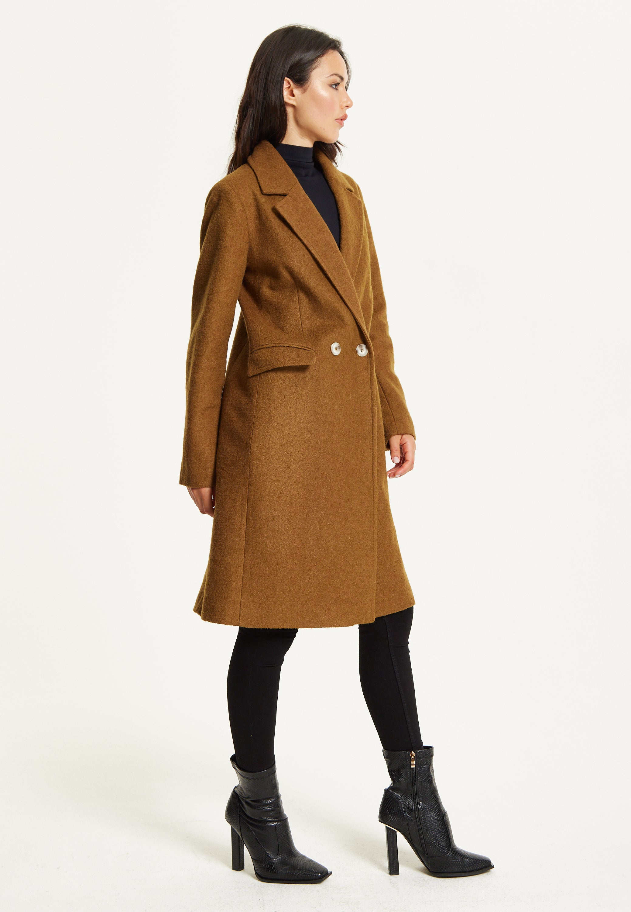 Camel Wool Blend Double Breasted Coat 25AW-21038