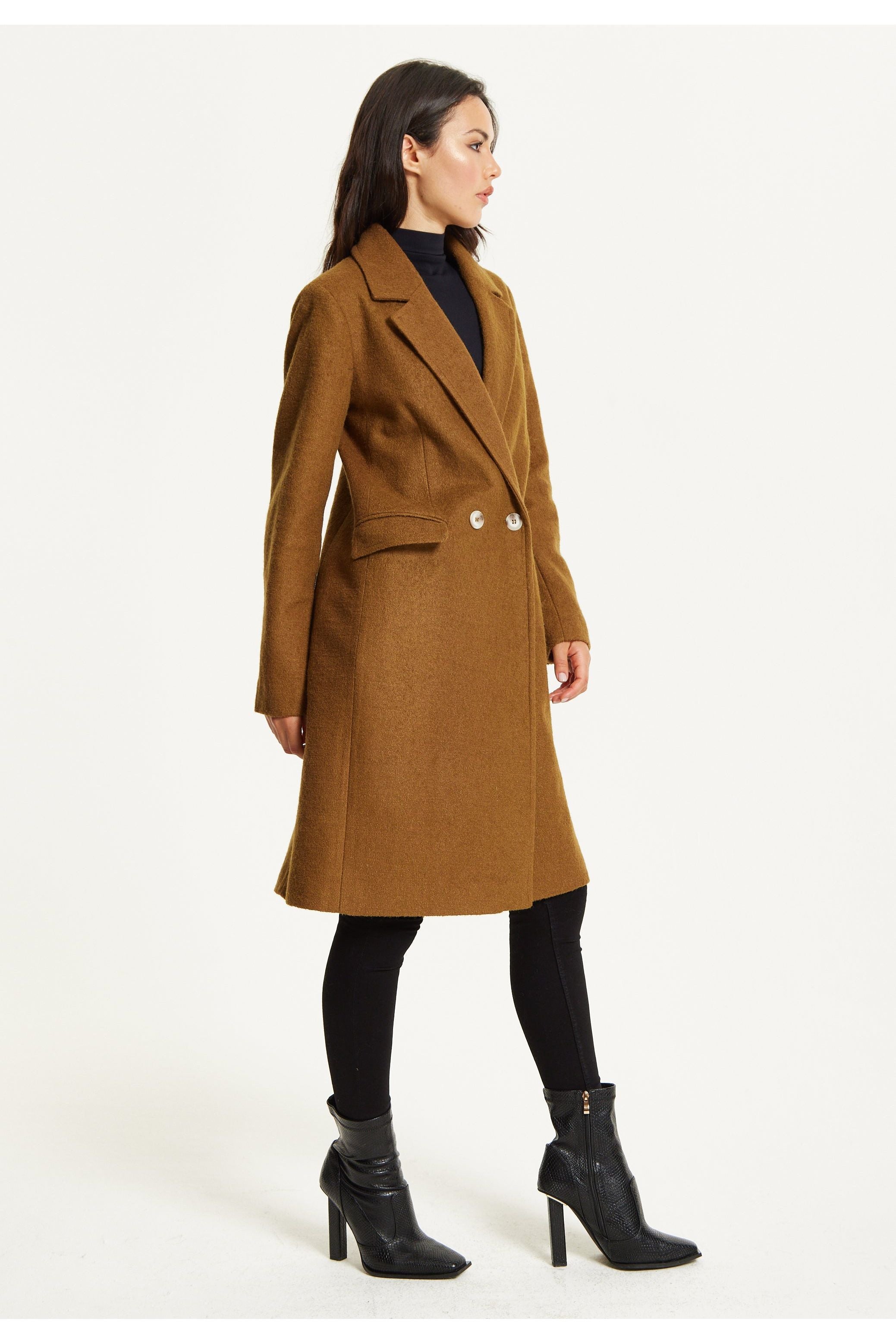 Camel Wool Blend Double Breasted Coat 25AW-21038