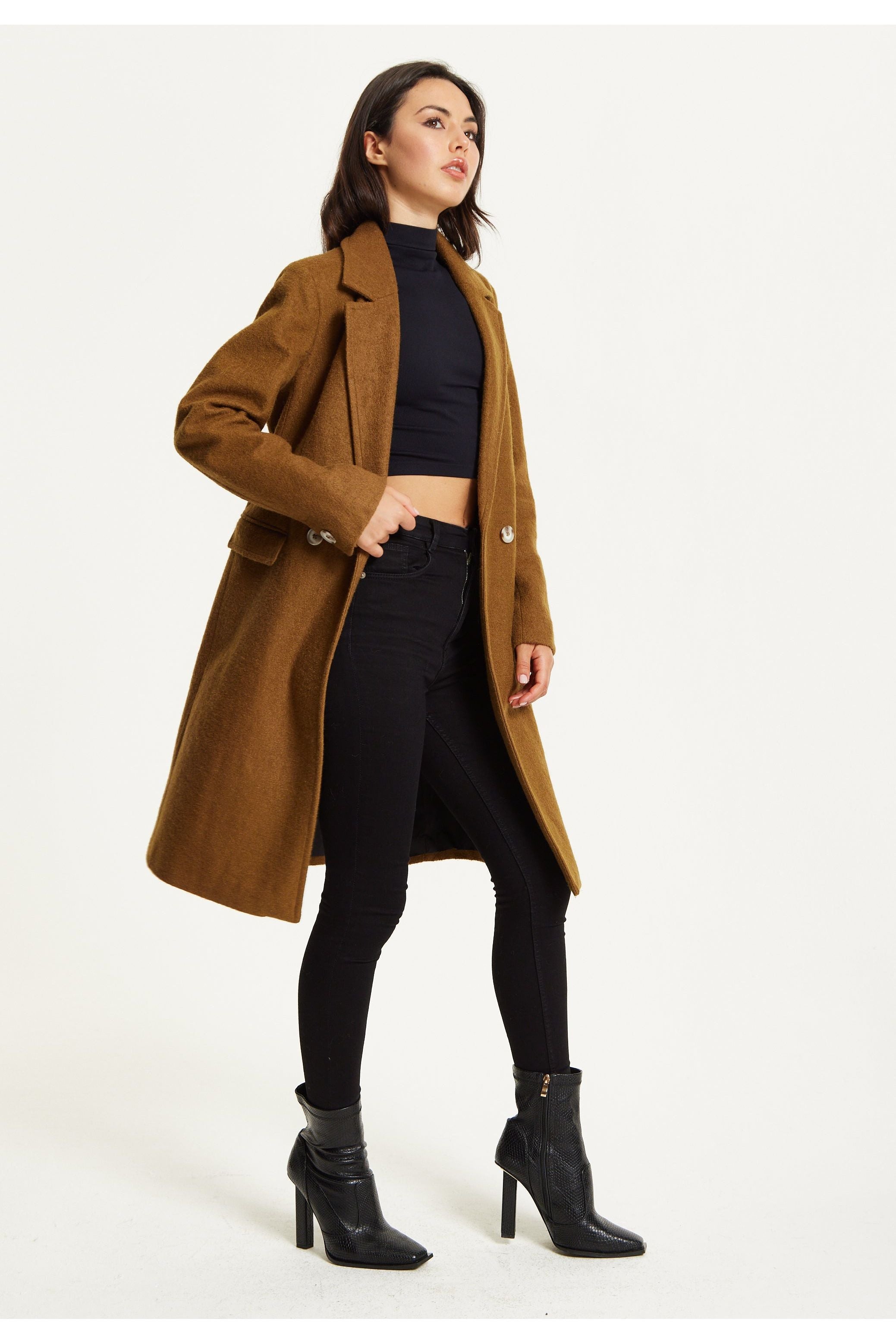 Camel Wool Blend Double Breasted Coat 25AW-21038