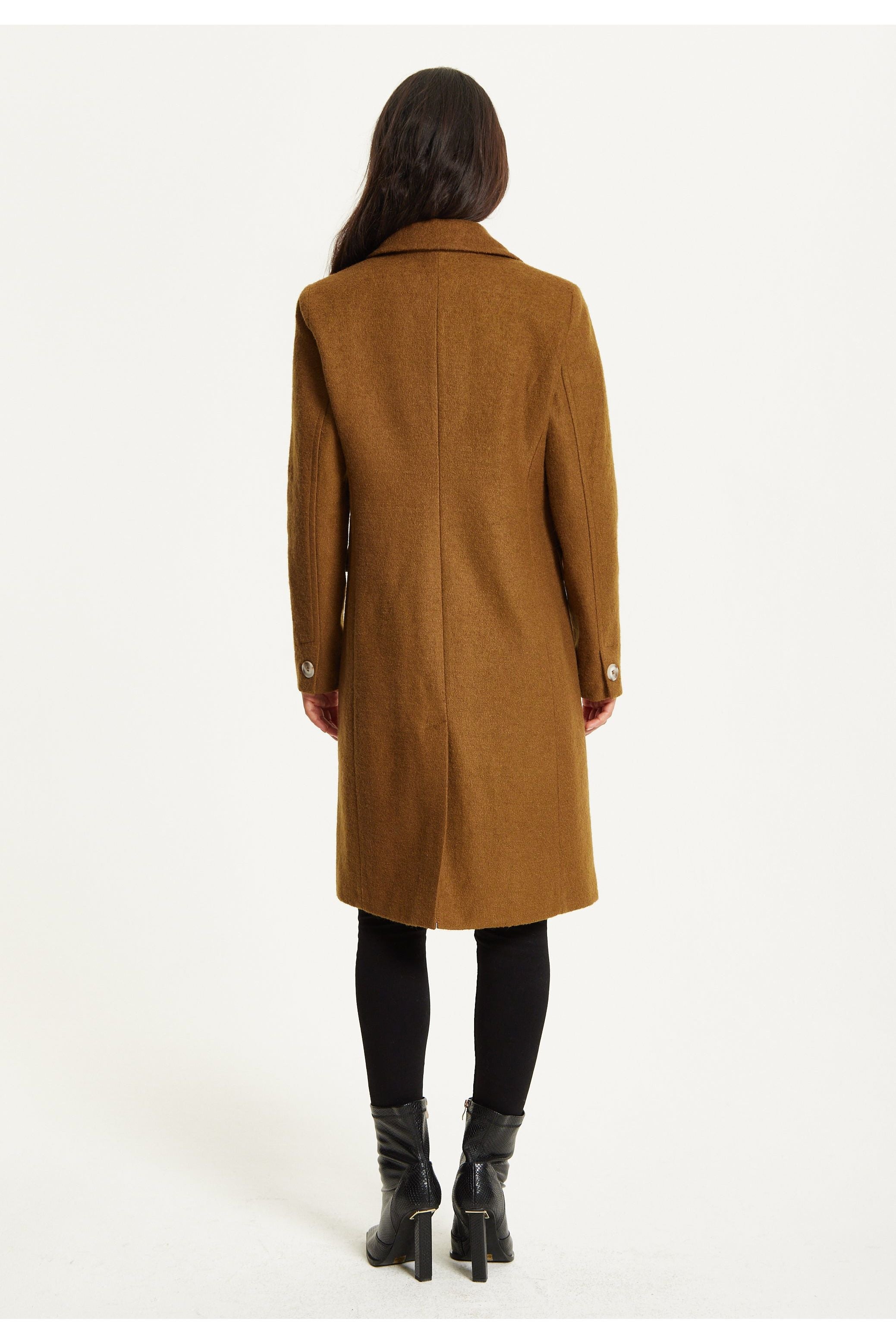 Camel Wool Blend Double Breasted Coat 25AW-21038